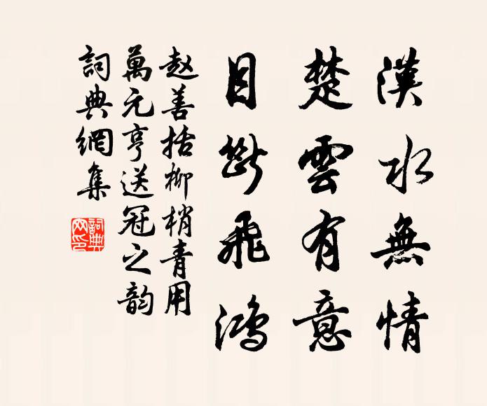 赵善括汉水无情，楚云有意，目断飞鸿书法作品欣赏