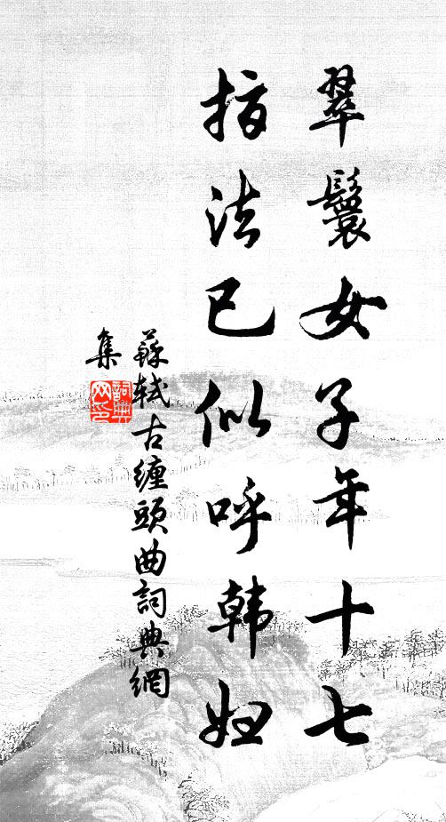 苏轼翠鬟女子年十七，指法已似呼韩妇书法作品欣赏