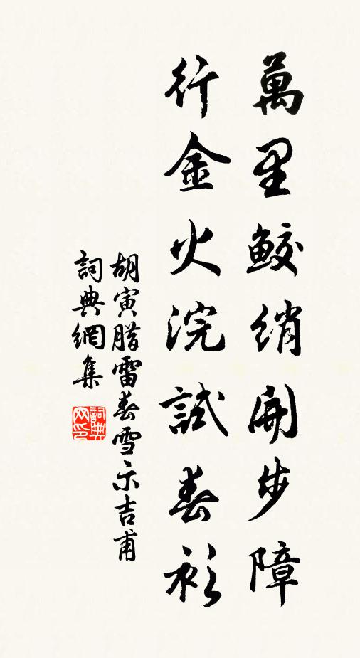 胡寅万里鲛绡开步障，行金火浣试春衫书法作品欣赏