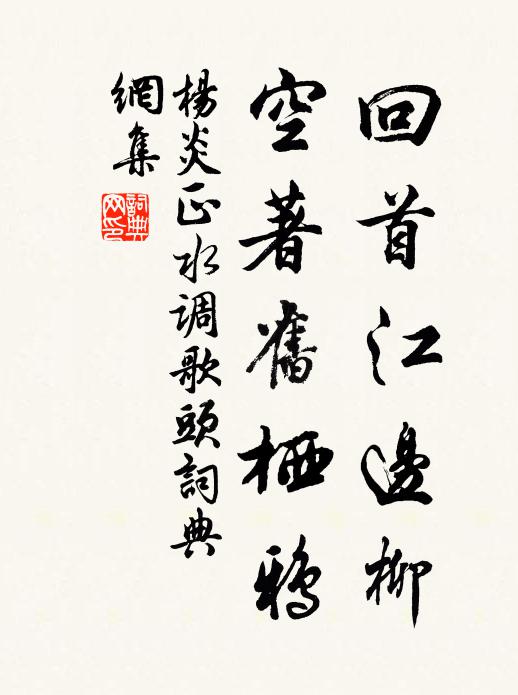 杨炎正回首江边柳，空著旧栖鸦书法作品欣赏