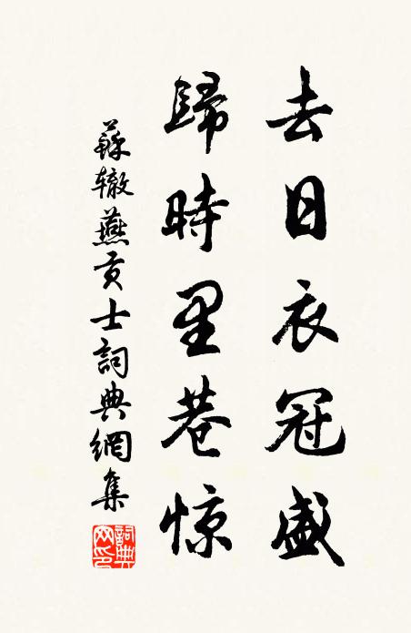 苏辙去日衣冠盛，归时里巷惊书法作品欣赏
