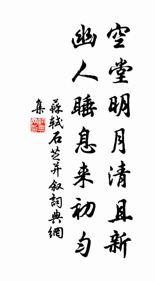 苏轼空堂明月清且新，幽人睡息来初匀书法作品欣赏