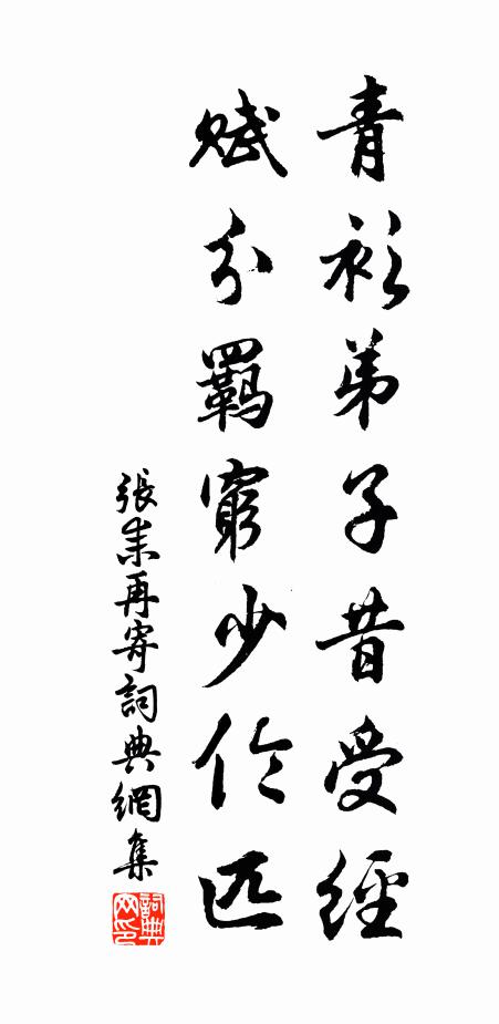 张耒青衫弟子昔受经，赋分羁穷少伦匹书法作品欣赏