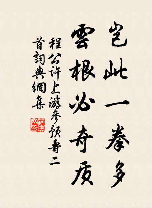 程公许岂此一拳多，云根必奇质书法作品欣赏
