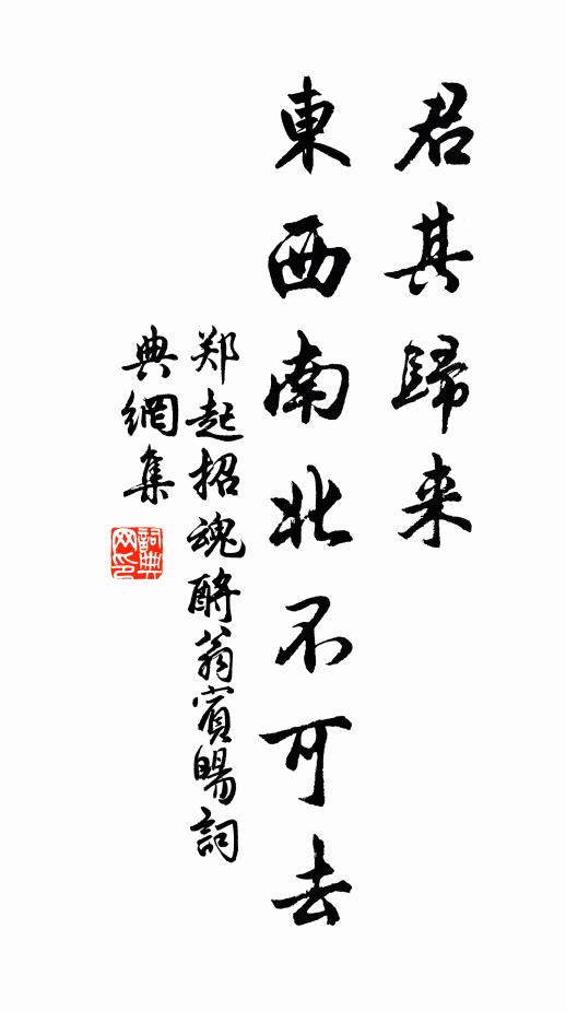 郑起君其归来，东西南北不可去书法作品欣赏