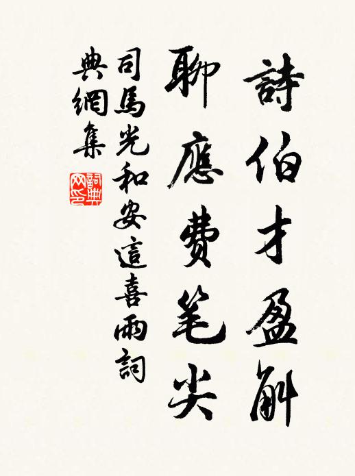 司马光诗伯才盈斛，聊应费笔尖书法作品欣赏