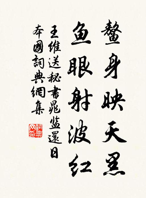 王维鳌身映天黑,鱼眼射波红书法作品欣赏