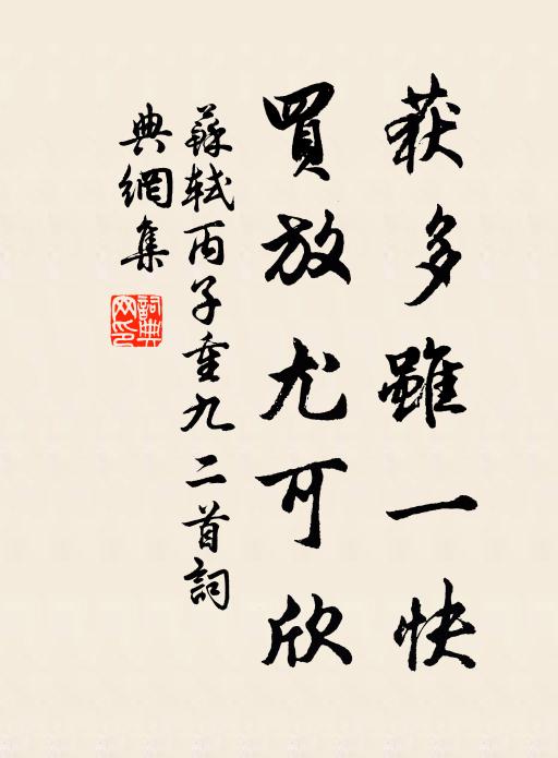 苏轼获多虽一快，买放尤可欣书法作品欣赏