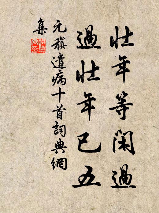 元稹壮年等闲过,过壮年已五书法作品欣赏