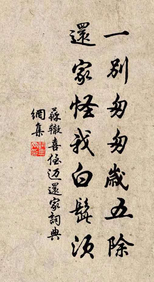 苏辙一别匆匆岁五除，还家怪我白髭须书法作品欣赏