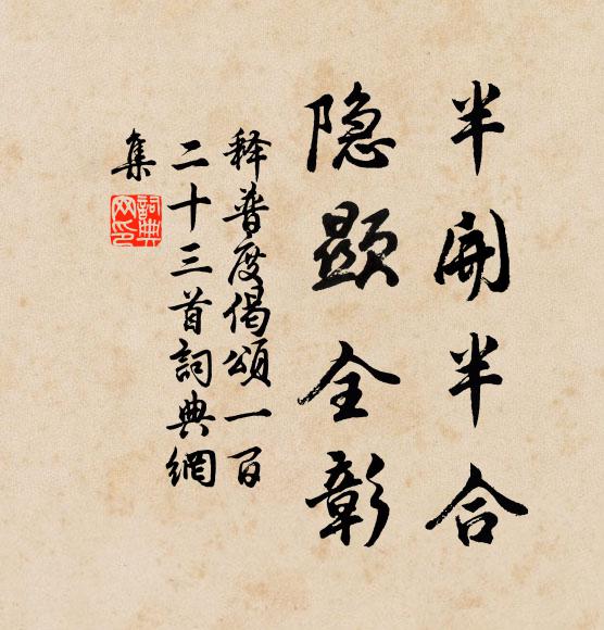 释普度半开半合，隐显全彰书法作品欣赏