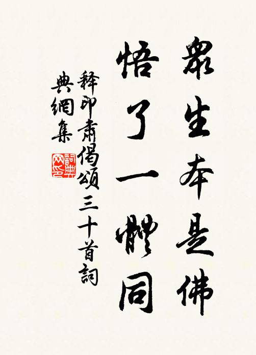 释印肃众生本是佛,悟了一体同书法作品欣赏