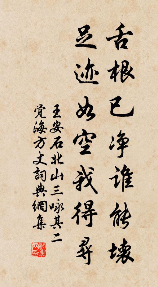 王安石舌根已净谁能坏，足迹如空我得寻书法作品欣赏