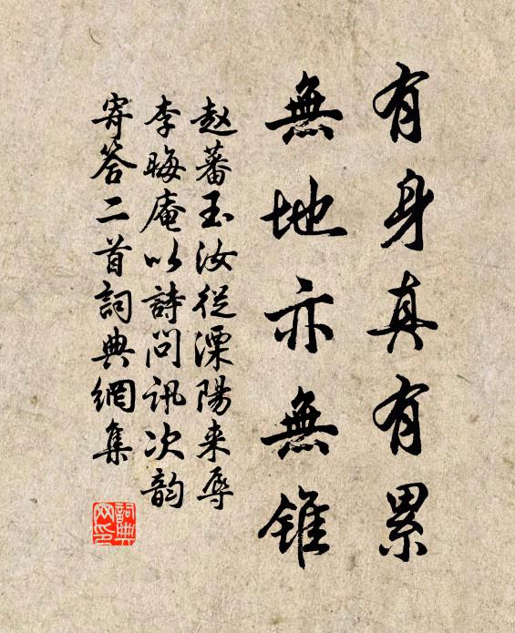 赵蕃有身真有累，无地亦无锥书法作品欣赏