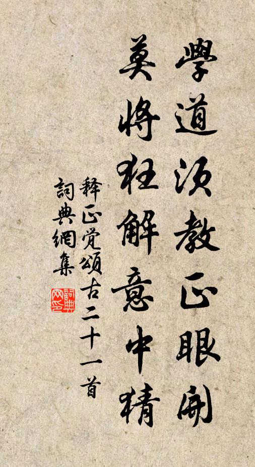 释正觉学道须教正眼开，莫将狂解意中猜书法作品欣赏
