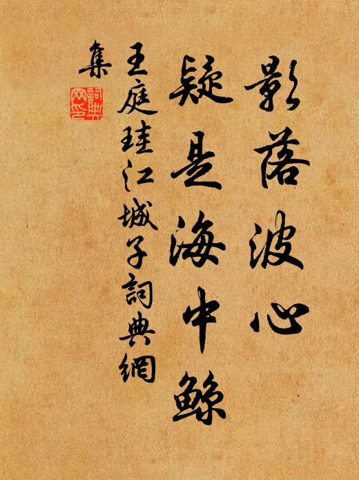 王庭珪影落波心，疑是海中鲸书法作品欣赏