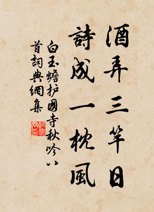 白玉蟾酒弄三竿日，诗成一枕风书法作品欣赏