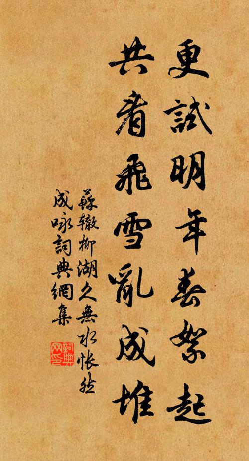 苏辙更试明年春絮起，共看飞雪乱成堆书法作品欣赏