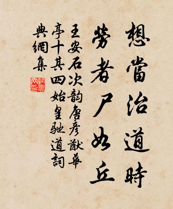 王安石想当治道时，劳者尸如丘书法作品欣赏