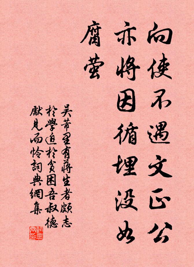 吴芾向使不遇文正公，亦将因循埋没如腐萤书法作品欣赏