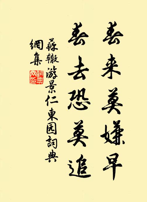 苏辙春来莫嫌早,春去恐莫追书法作品欣赏