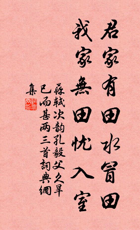 苏轼君家有田水冒田，我家无田忧入室书法作品欣赏