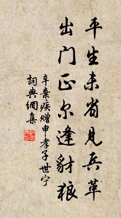 辛弃疾平生未省见兵革，出门正尔逢豺狼书法作品欣赏