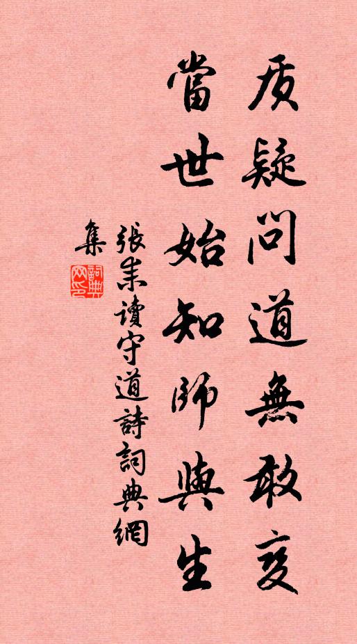 张耒质疑问道无敢变，当世始知师与生书法作品欣赏