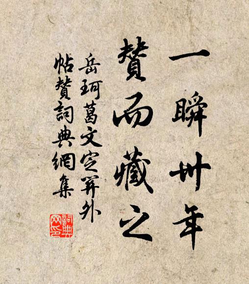 岳珂一瞬卅年，赞而藏之书法作品欣赏