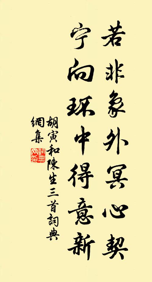 胡寅若非象外冥心契，宁向环中得意新书法作品欣赏