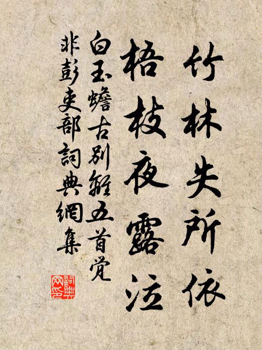 白玉蟾竹林失所依，梧枝夜露泣书法作品欣赏