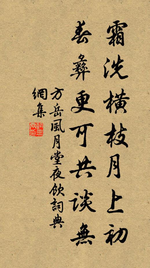 方岳霜洗横枝月上初，春彝更可共谈无书法作品欣赏