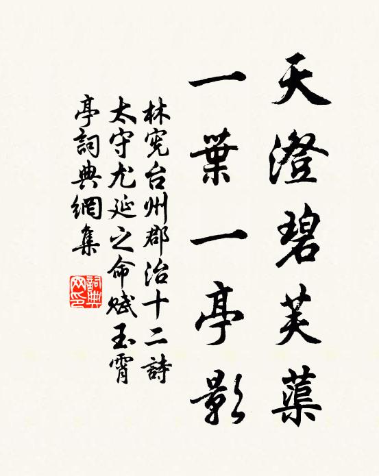 林宪天澄碧芙蕖，一叶一亭影书法作品欣赏