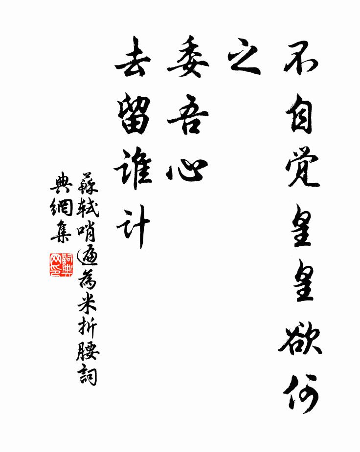 苏轼不自觉皇皇欲何之？委吾心、去留谁计书法作品欣赏