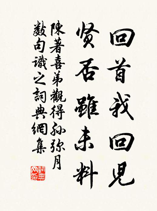 陈著回首我回儿，贤否虽未料书法作品欣赏