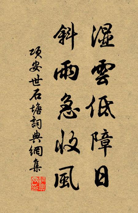 项安世湿云低障日，斜雨急收风书法作品欣赏