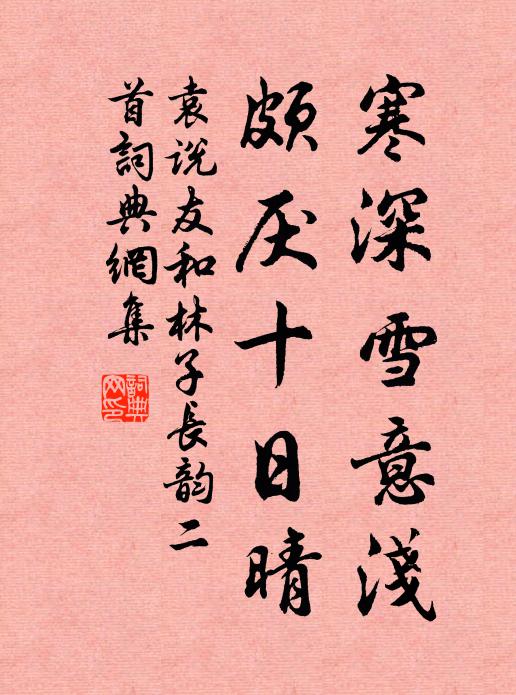 袁说友寒深雪意浅，颇厌十日晴书法作品欣赏