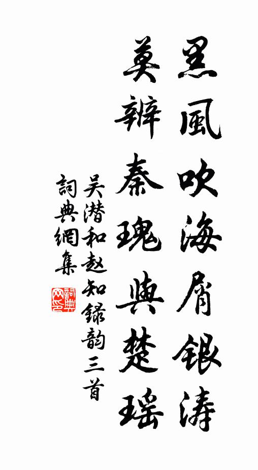 吴潜黑风吹海屑银涛，莫辨秦瑰与楚瑶书法作品欣赏