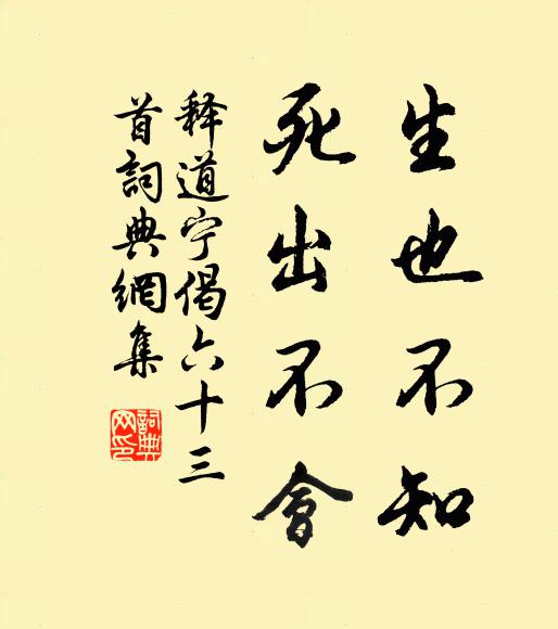 释道宁生也不知，死出不会书法作品欣赏
