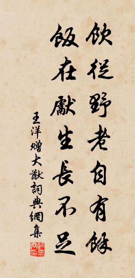 王洋饮从野老自有馀，饭在先生长不足书法作品欣赏