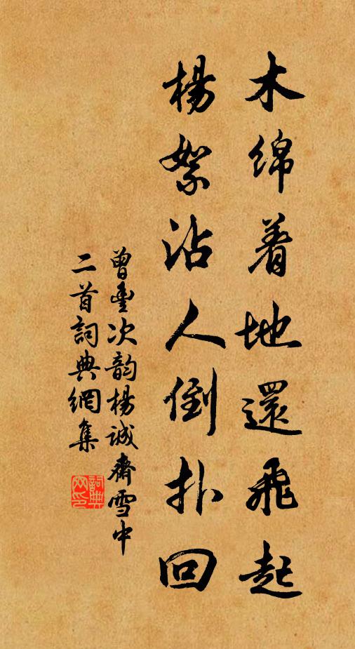 曾丰木绵着地还飞起，杨絮沾人倒扑回书法作品欣赏