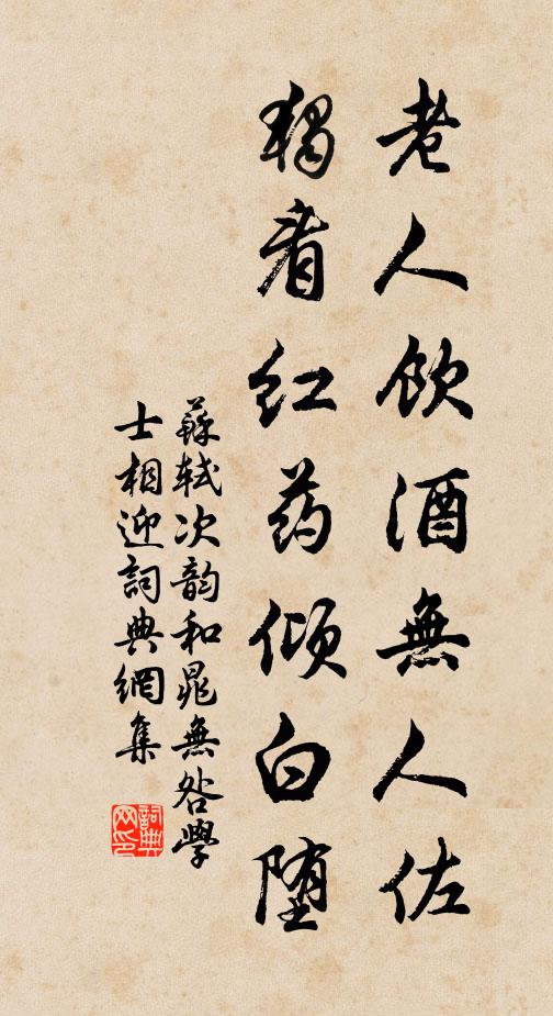 苏轼老人饮酒无人佐，独看红药倾白堕书法作品欣赏