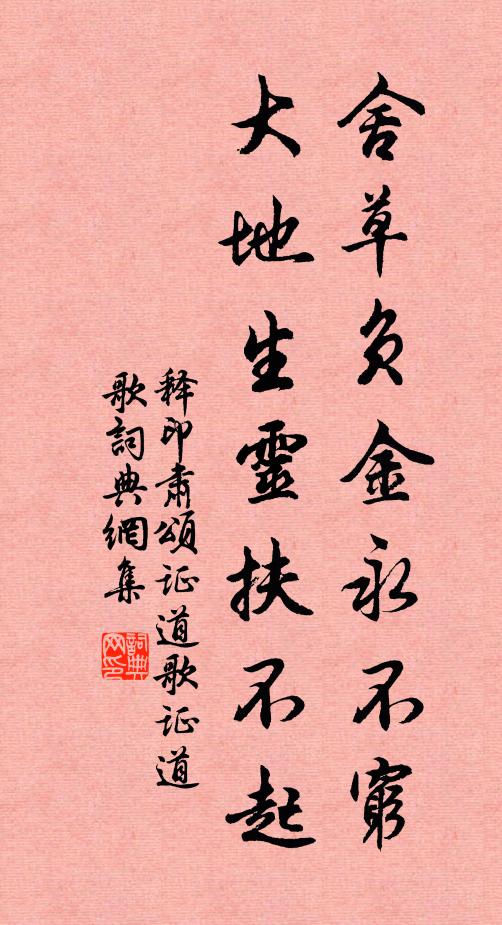 释印肃舍草负金永不穷，大地生灵扶不起书法作品欣赏