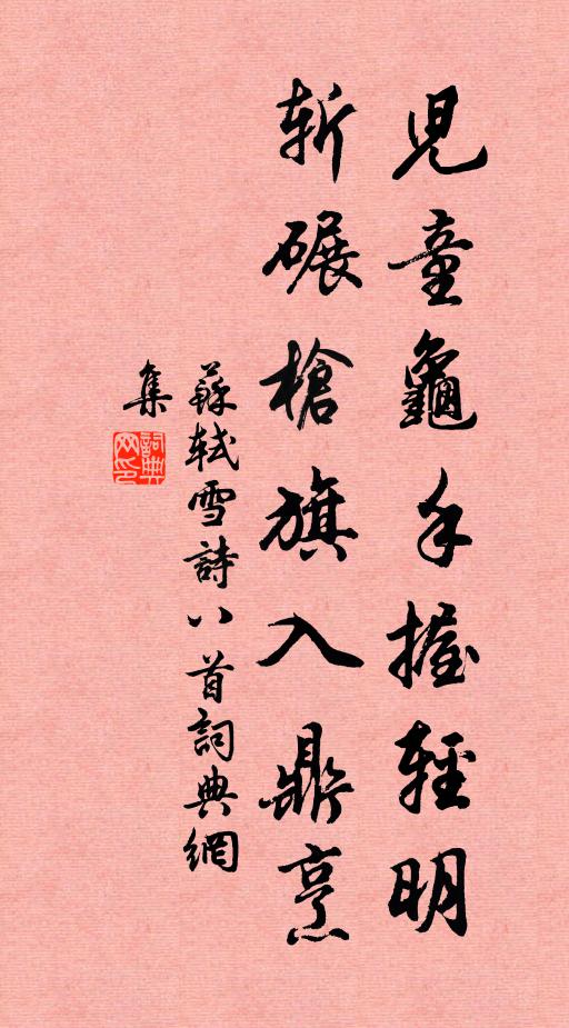 苏轼儿童龟手握轻明，斩碾枪旗入鼎烹书法作品欣赏
