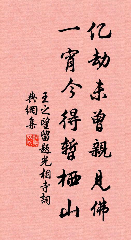 王之望亿劫未曾亲见佛，一宵今得暂栖山书法作品欣赏