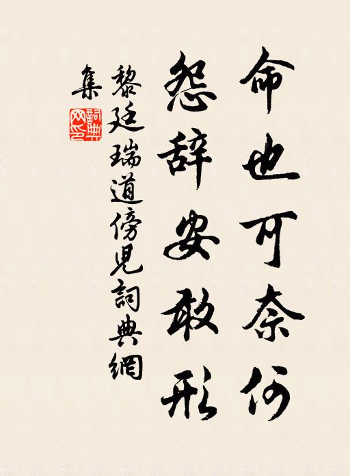 黎廷瑞命也可奈何，怨辞安敢形书法作品欣赏