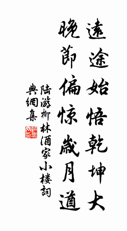 陆游远途始悟乾坤大，晚节偏惊岁月遒书法作品欣赏