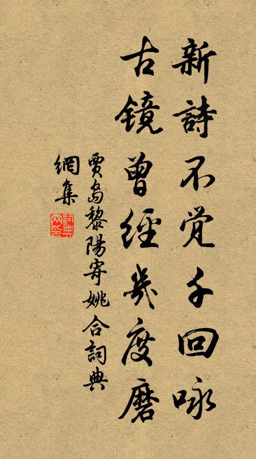 贾岛新诗不觉千回咏，古镜曾经几度磨书法作品欣赏