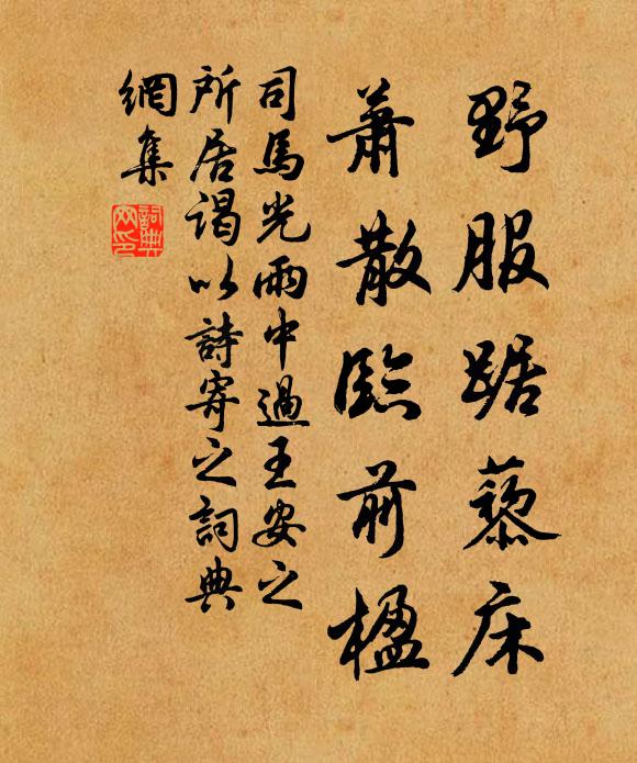 司马光野服踞藜床，萧散临前楹书法作品欣赏