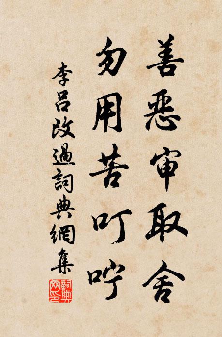 李吕善恶审取舍，勿用苦叮咛书法作品欣赏
